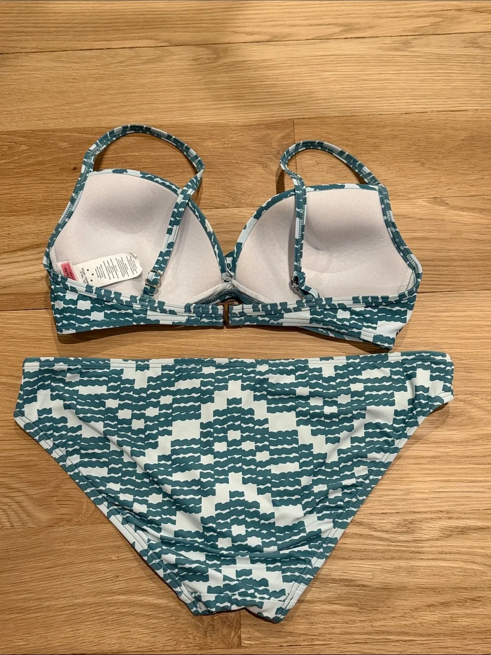 kate spade Teal and White Patterned Two-Piece Bikini Set